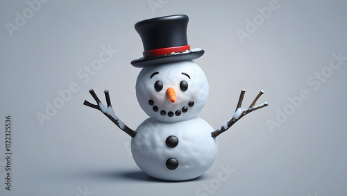 Snowman Emoji Isolated on a Solid Background for Holiday-Themed Graphics