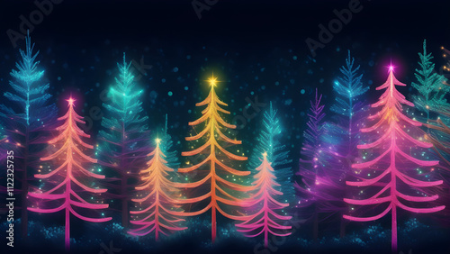 Festive Christmas Background in Vibrant Neon Hues with Sequin-Dusted Pine Cones and Holiday Cheer