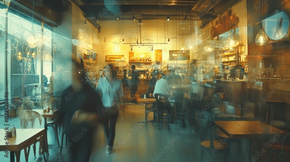 Fototapeta premium Blurred restaurant background with many customers