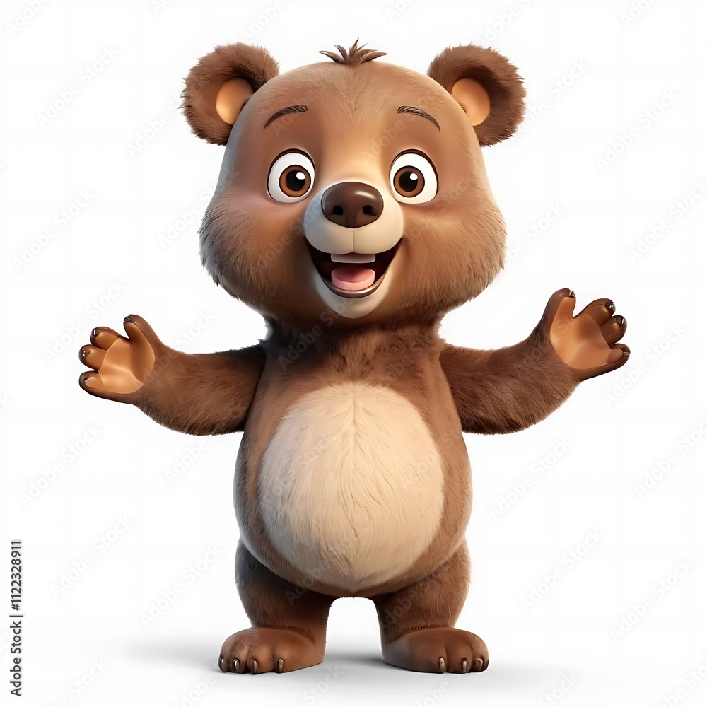 Fototapeta premium Adorable 3D Cartoon Bear with Warm Smile on Transparent Background generated by AI