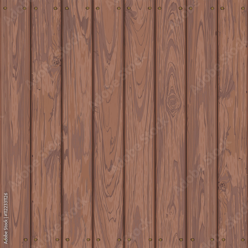 Cut timber panels mocha mousse tone square background held together with brass rivets graphic illustration. Wooden brown texture pattern.
