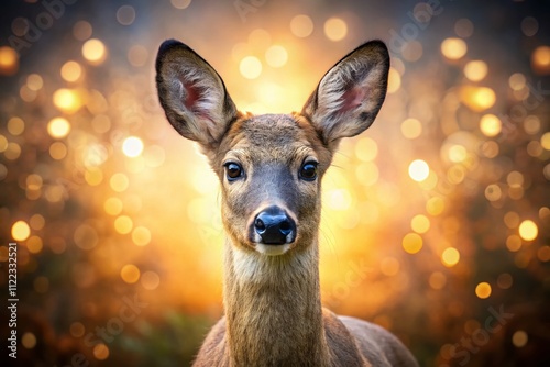 Beautiful Female Roe Deer Isolated with Bokeh Effect, Perfect for Nature Themes, Wildlife Photography, and Serene Backgrounds in Stock Images photo