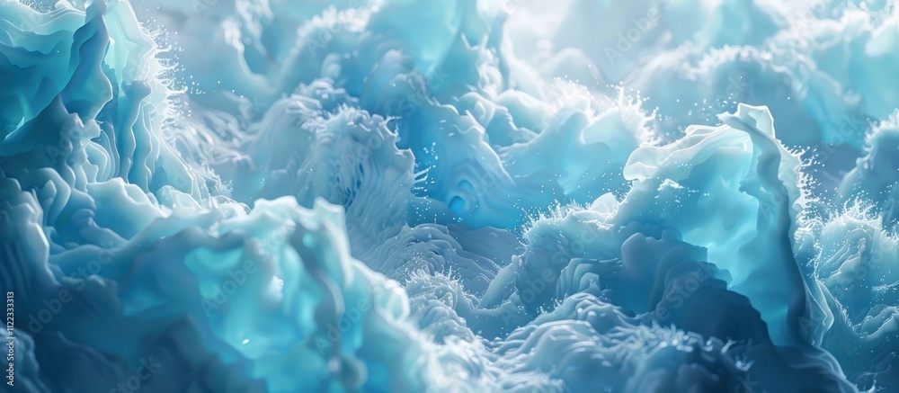 Obraz premium Breathtaking view of a mesmerizing frozen landscape featuring intricate and captivating ice formations flowing glacial textures and a serene winter wonderland scene