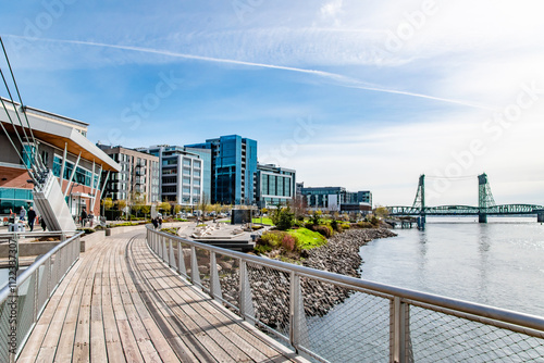 Konstfotografi Vancouver Waterfront Pathway Along Park in Vancouver Washington