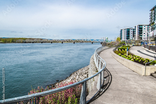 Pedestrian River Path in Vancouver Waterfront in city of Vancouver Washington
