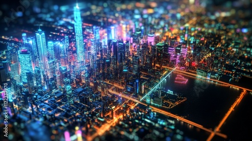 Wallpaper Mural Vibrant Futuristic City Illustration in AR Style Torontodigital.ca