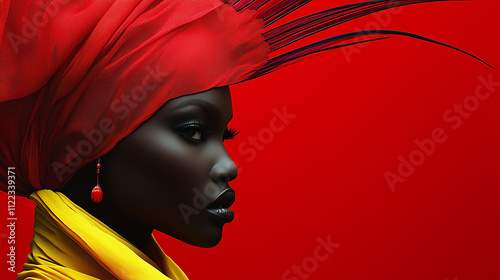 Elegant High Fashion Portrait Showcasing Vibrant Colors and Striking Accessories