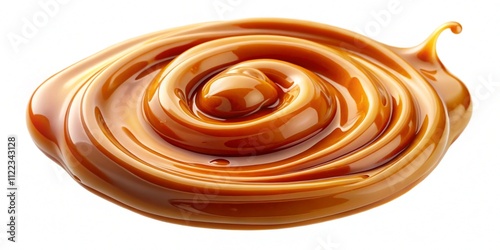 Smear of tasty caramel paste on white background, top view