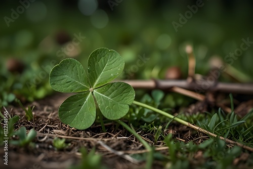Green clover leaves on the grass