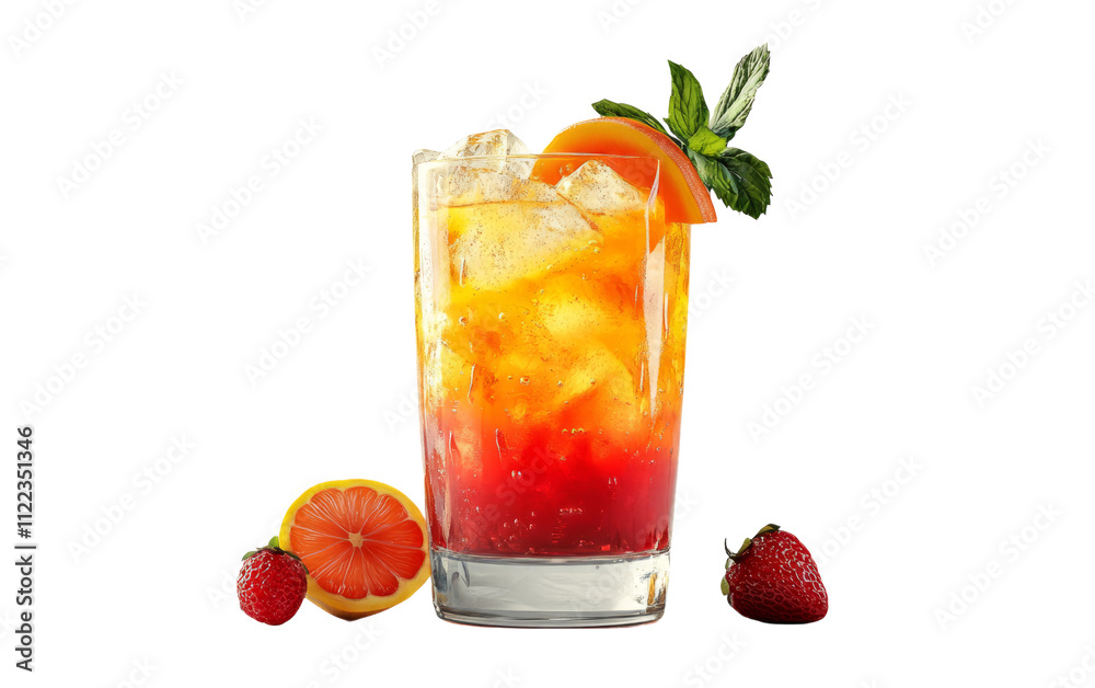 Refreshing Cocktail with Fruits and Ice on Transparent Background Refreshing Cocktail with Fruits and Ice on Transparent Background