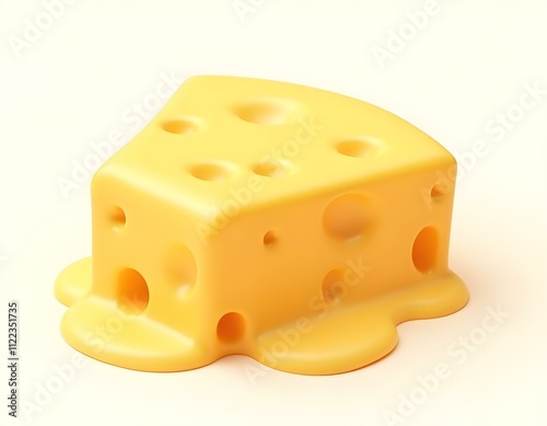 melted cheese 3d render icon isolated on transparent background cutout ia photo