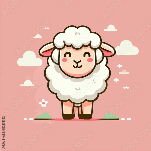 Wallpaper Mural Vector cute little sheep with simple and flat design Torontodigital.ca