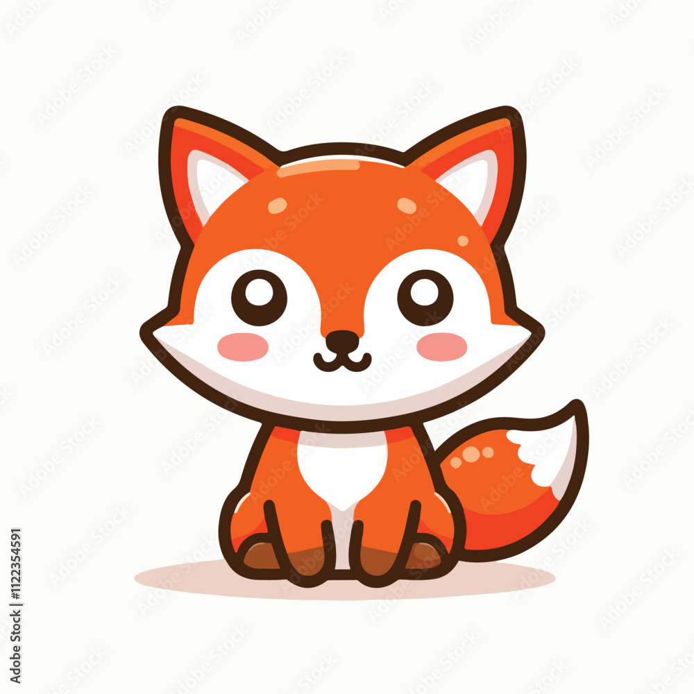 Obraz premium Vector smiling fox facing the camera simple and flat design
