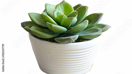 Green Succulent in White Pot - Illustration