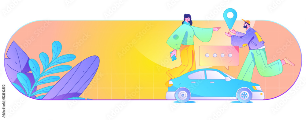 Naklejka premium Flat vector concept operation hand drawn illustration of people taking a taxi 