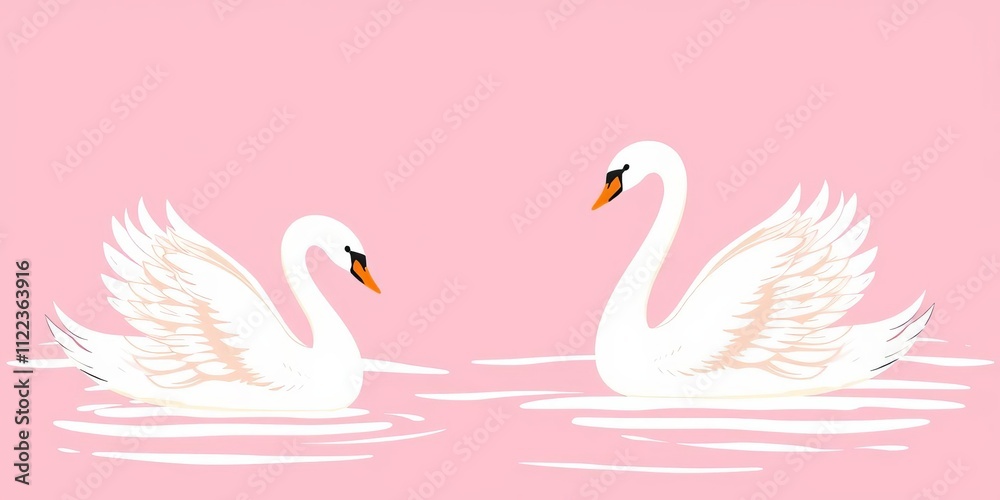 Obraz premium Set of three nursery posters with swans and lettering quotes on pink background, suitable for girlish greeting cards, prints, banners, etc, greeting cards, girlish