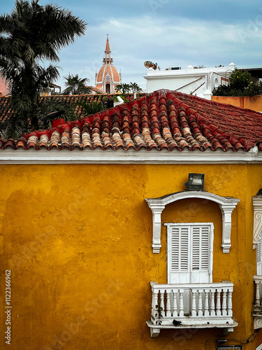 wall, colorfull cartagena, doors, balcony