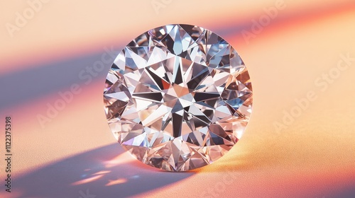A diamond in an elegant, modern setting, with flawless symmetry and high clarity, sparkling against a gradient background,