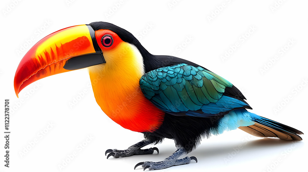 Naklejka premium Vibrant Toucan: A Tropical Bird's Stunning Plumage