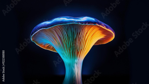Pilz Wachstum Dunkel Hintergrund Schwarz Studio Beleuchtung in Szene gesetzt  photo