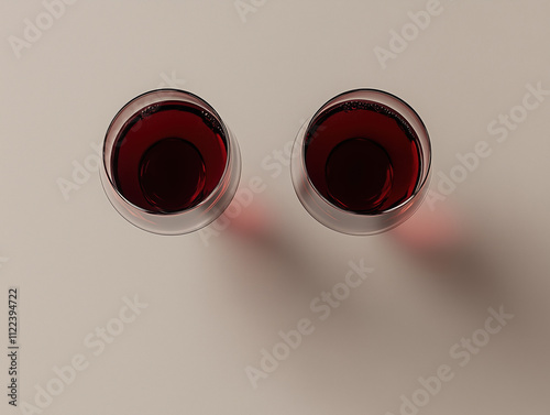 Aerial Cinematic View of Wine Glasses on Table, Clean and Simple, Perfect for Wine Ads and Commercials photo