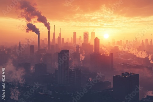 High Quality Visual of Breathing Toxic Pollution, High Detail, 8K photo