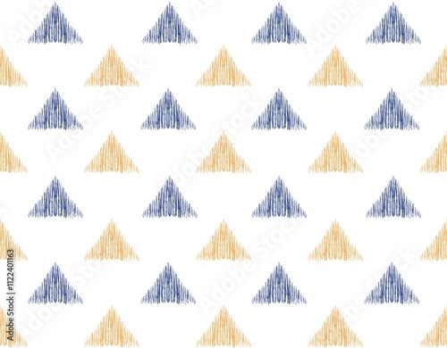 Seamless geometrical pattern with triangles endless background with hand drawn textured geometric figures.