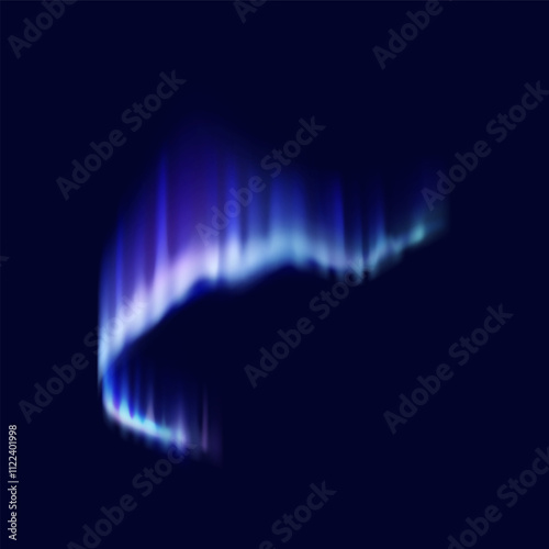 Aurora borealis illuminating polar night sky realistic vector illustration. Magical atmosphere with vibrant shades 3d object on dark background