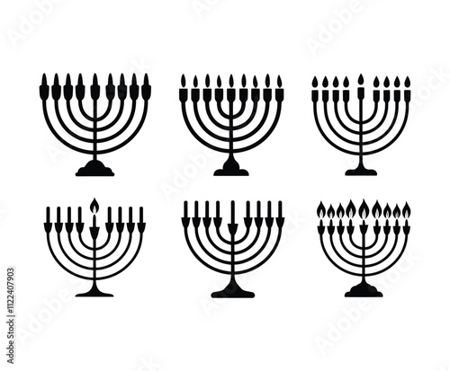 Abstract Menorah Silhouette Collection Template