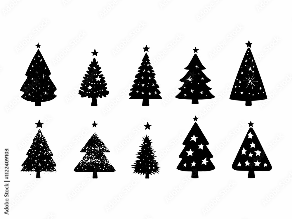 Obraz premium Christmas tree collection in flat design