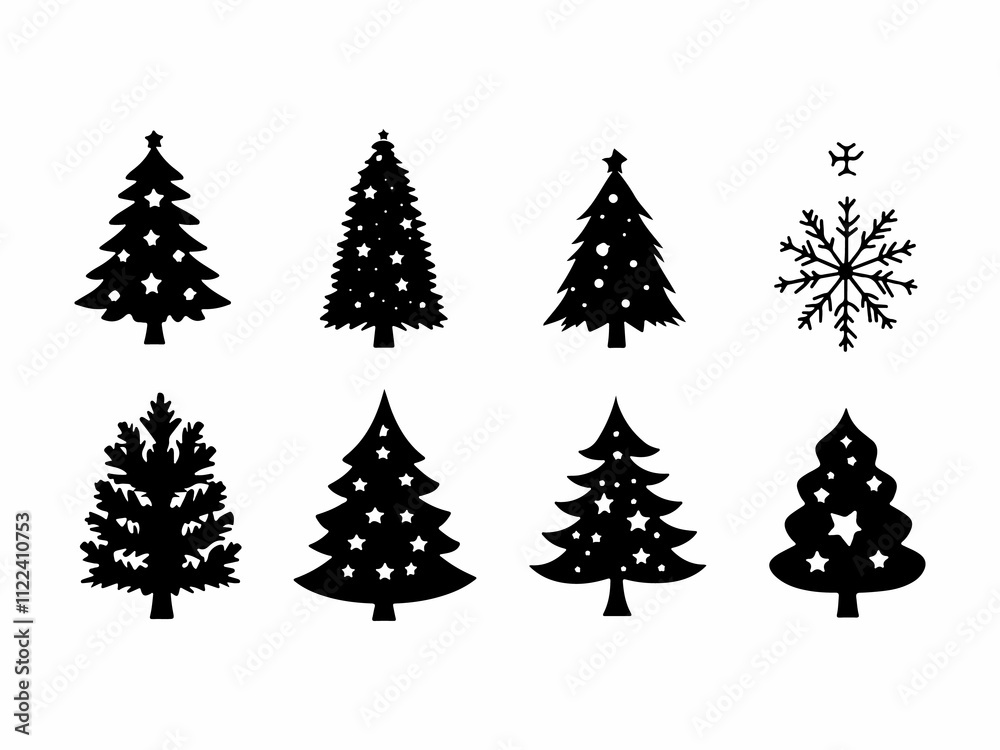 Obraz premium Christmas tree collection in flat design