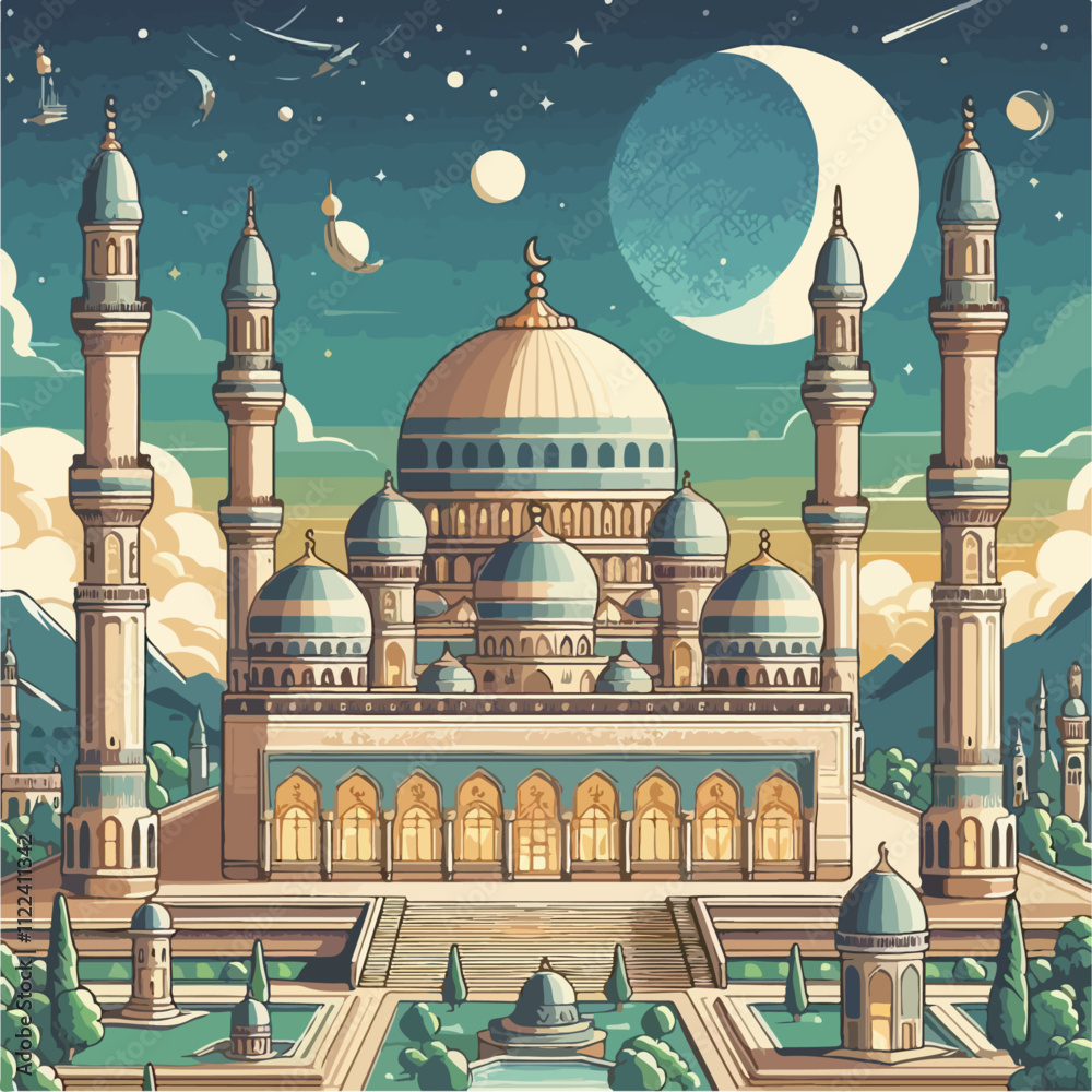 Obraz premium illustration of the indian taj mahal mosque