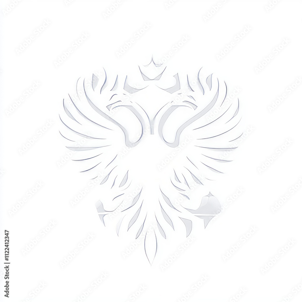 Obraz premium Double-headed eagle emblem, stylized design, white on white.