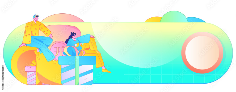 Naklejka premium Use red envelopes to attract new customers and promote activity. Flat vector character concept illustration 