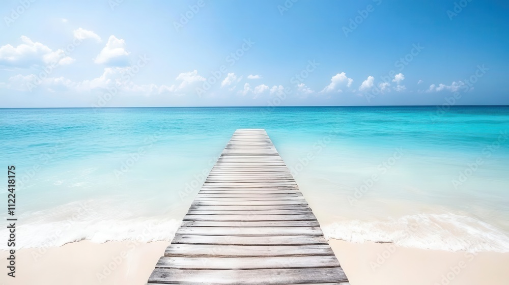 Fototapeta premium Travel image showing a wooden pier extending into the clear blue sea