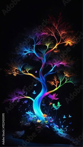 abstract background with glowing luminous tree