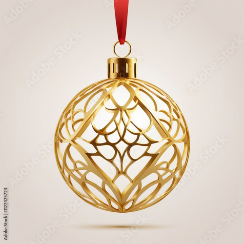 Gold Christmas ball isolated. Ai generated