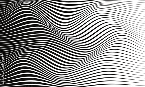 abstract black thin line wave pattern can be used background.