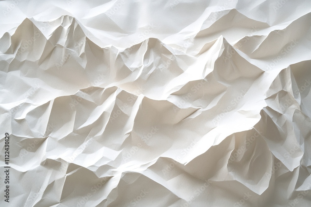Obraz premium White crumpled paper texture background . Close-up of wrinkled white paper texture