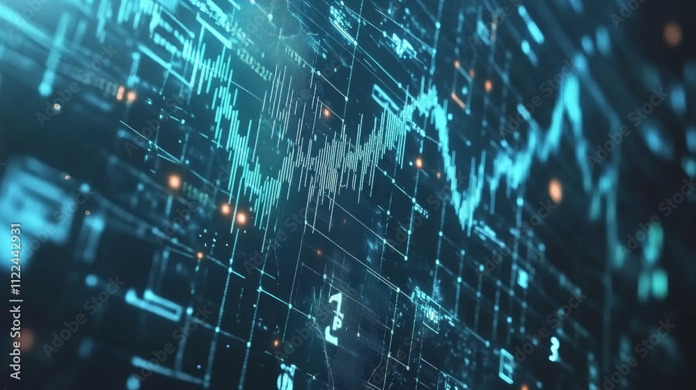 Obraz premium Analyzing data trends in financedynamic visualization digital environment futuristic viewpoint financial insights