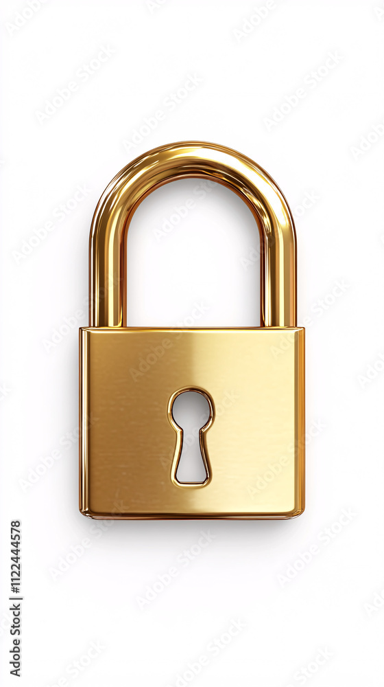 Naklejka premium golden padlock security symbol isolated on white background 3d rendering