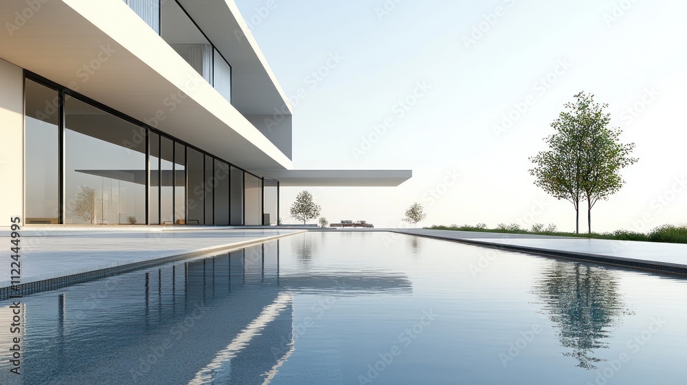 Fototapeta premium Modern Minimalist Architecture: Luxurious Home with Infinity Pool