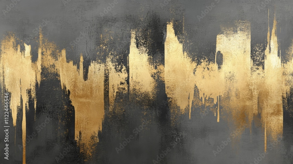 Fototapeta premium Golden abstract art contemporary studio wall decor elegant atmosphere artistic perspective modern design elements