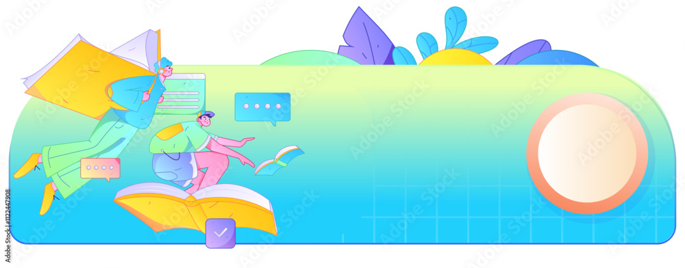 Naklejka premium Education and learning people flat vector concept hand drawn illustration 