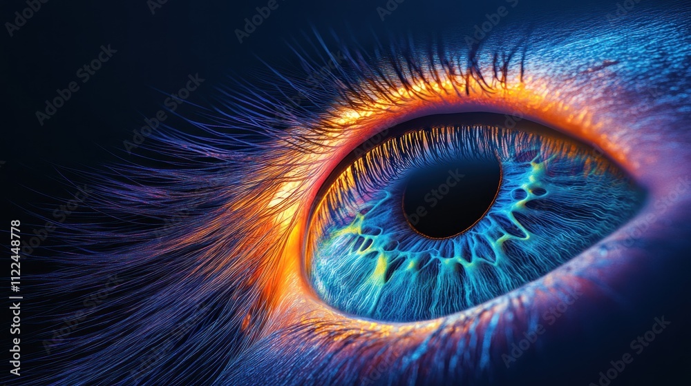 Vibrant Eye: A Close-Up of an Eye with Stunning Colors and Details