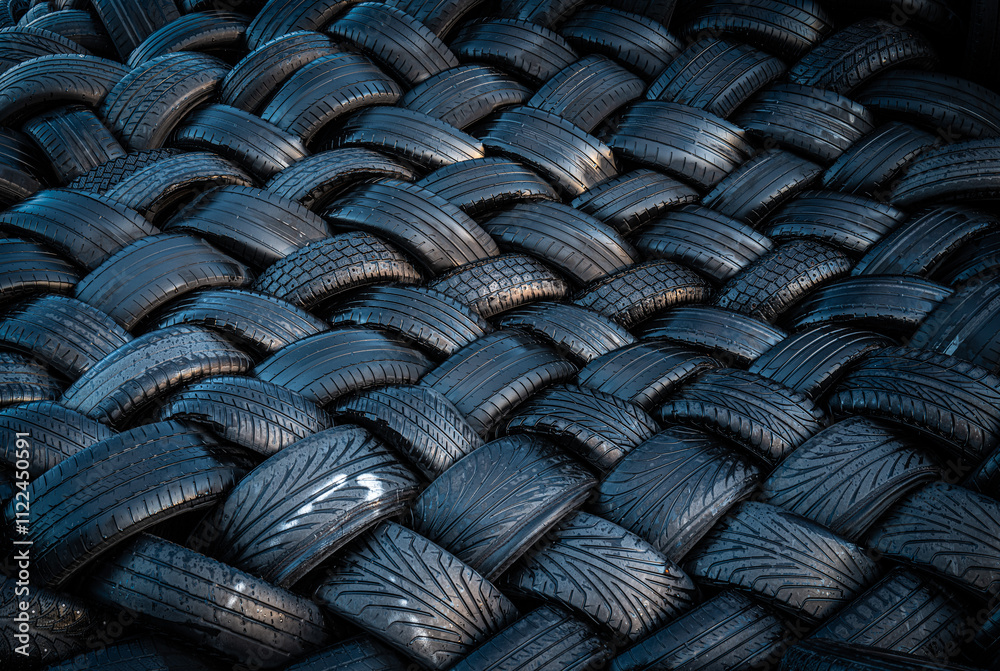 Fototapeta premium pile of discarded car tyres