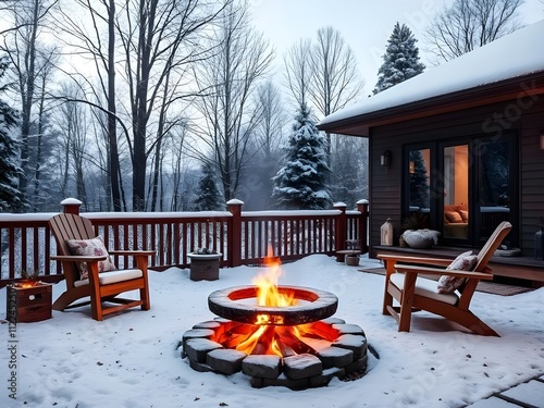 fireplace in the winter