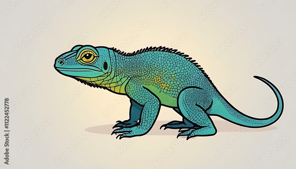 Fototapeta premium iguana logo icon hand drawn illustration a drawing of a lizard reptile, art, fun, illustration, 3