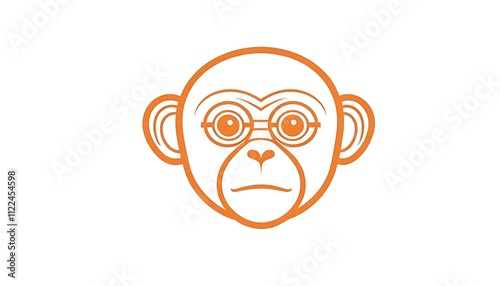 Monkey Face Flat Icon Isolated On White Background flat logo of cool monkey cartoon,3 photo