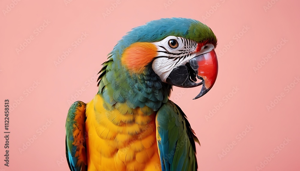 Fototapeta premium parrot Cute green parrot with blue accents on his head and wings. The parrot parrot, cartoon, illustration, advertising, booklet, clip art, colourful, company, creativity,
